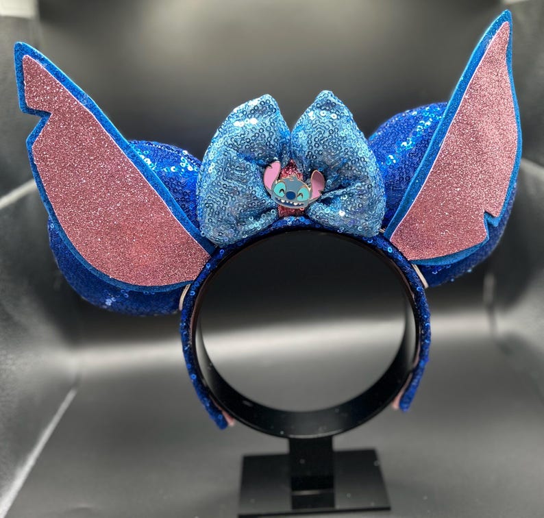 Blue Sequin Sidekick Ears &mdash; handmade ear headband by Cluless Designs