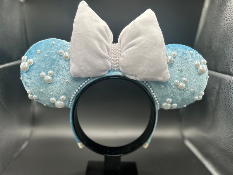 Blue Velvet & Pearl Ears &mdash; handmade ear headband by Cluless Designs