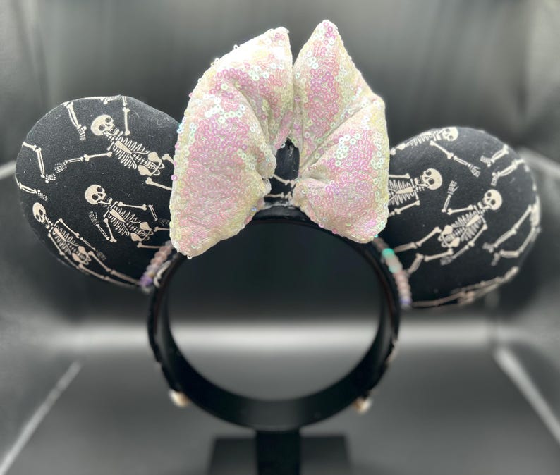 Dancing Skeleton Ears &mdash; handmade ear headband by Cluless Designs