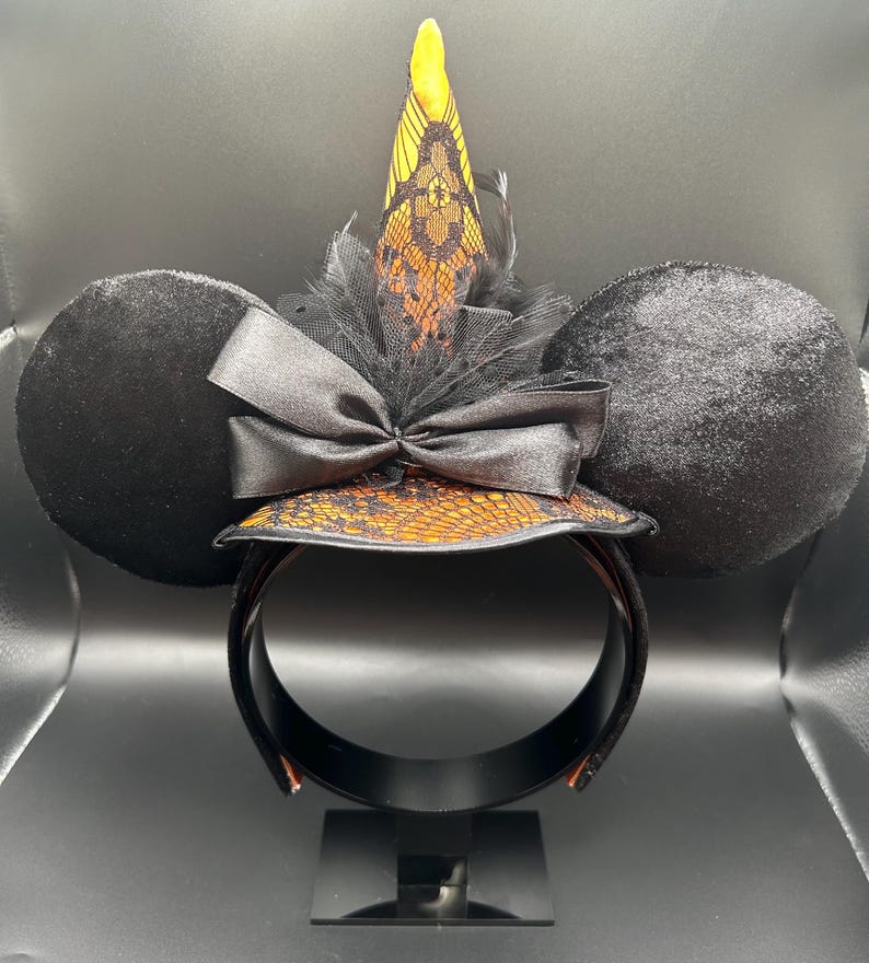 Orange Witch Hat Ears &mdash; handmade ear headband by Cluless Designs